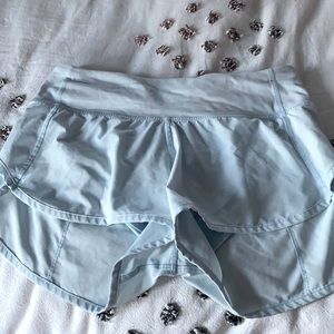 LIGHT BLUE LULULEMON SHORTS